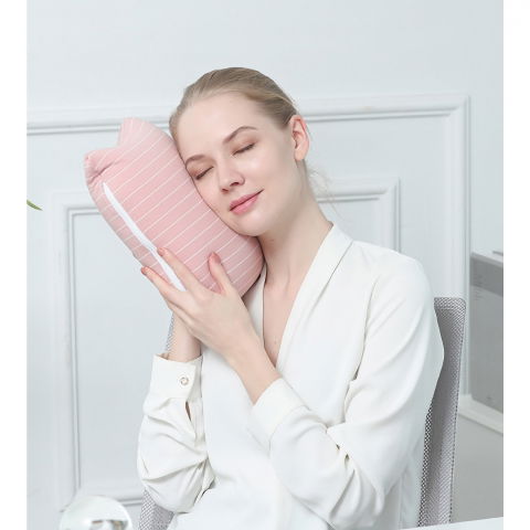 Perna de calatorie , 2 in 1, cu particule de spuma cu memorie, roz [2]