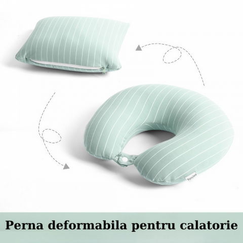 Perna de calatorie , 2 in 1, cu particule de spuma cu memorie, verde [3]