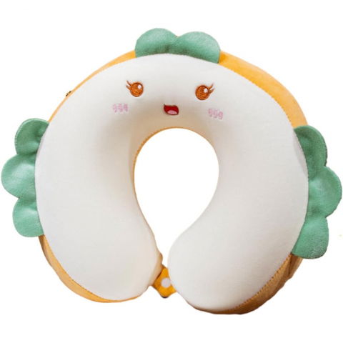 Organizatoare, perne voiaj şi accesorii - Perna de calatorie in forma de u, pentru gat si cap, umplutura din spuma cu memorie, 30x30 cm, model burger, accesoriu de voiaj, birou, masina, sistem prindere capse, alb