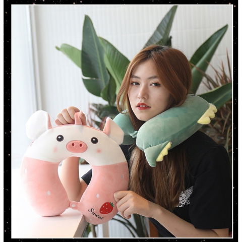 Perna de calatorie in forma de u, pentru gat si cap, umplutura din spuma cu memorie, 30x30 cm, model husky, accesoriu de voiaj, birou, masina, sistem prindere capse, gri [6]