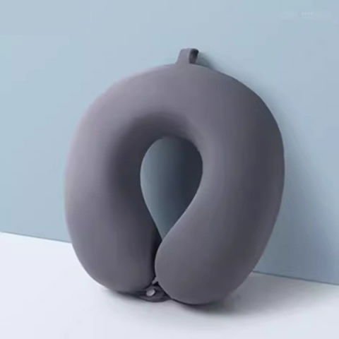 Perna de calatorie in forma de u, pentru gat si cap, umplutura din spuma cu memorie, 30x30 cm, sistem prindere capse, cutie de depozitare, gri [3]