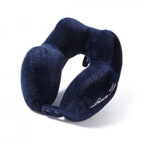 Perna de calatorie, pentru gat, din bumbac, cu 4 cocoase, ajustabila, albastru [3]
