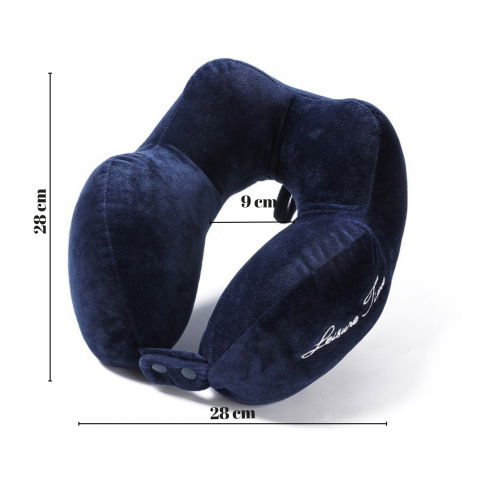 Perna de calatorie, pentru gat, din bumbac, cu 4 cocoase, ajustabila, albastru [2]