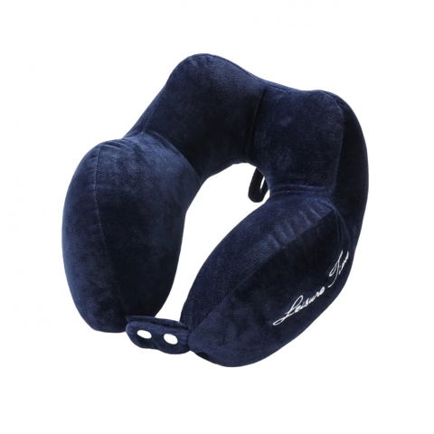 Organizatoare, perne voiaj şi accesorii - Perna de calatorie, pentru gat, din bumbac, cu 4 cocoase, ajustabila, albastru