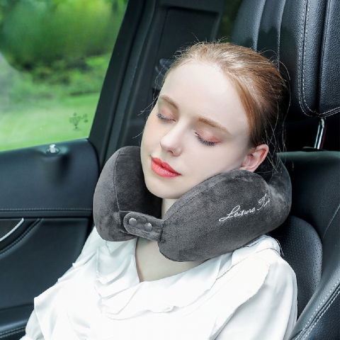 Perna de calatorie, pentru gat, din bumbac, cu 4 cocoase, ajustabila, gri [3]