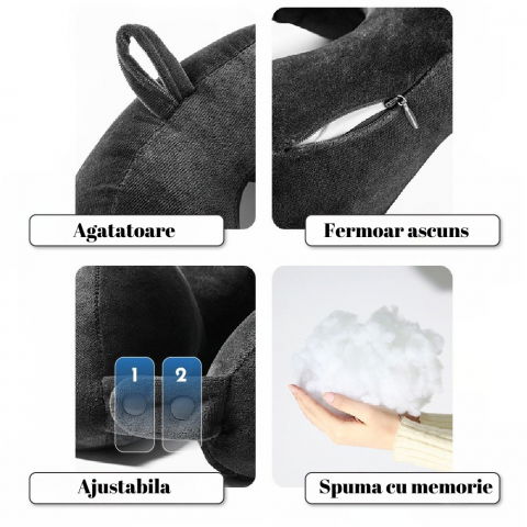 Perna de calatorie, pentru gat, din bumbac, cu 4 cocoase, ajustabila, maro [3]