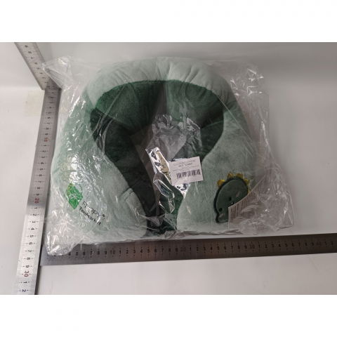 Perna de calatorie, pentru gat si cap, umplutura din bumbac, 28x28x10 cm, cu model brodat dinozaur, verde [6]