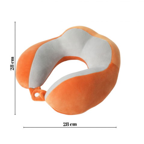 Perna de voiaj  pentru gat, din bumbac, 4 cocoase pentru confort, accesoriu de voiaj, birou, masina, sistem prindere capse, portocaliu [1]
