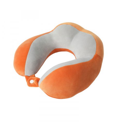 Organizatoare, perne voiaj şi accesorii - Perna de voiaj  pentru gat, din bumbac, 4 cocoase pentru confort, accesoriu de voiaj, birou, masina, sistem prindere capse, portocaliu