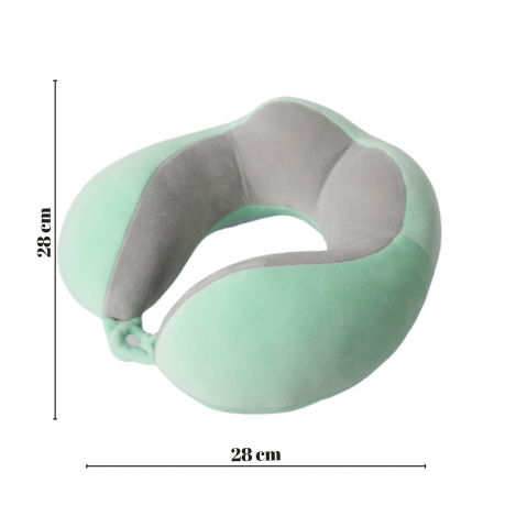 Perna de voiaj  pentru gat, din bumbac, 4 cocoase pentru confort, accesoriu de voiaj, birou, masina, sistem prindere capse, verde [1]