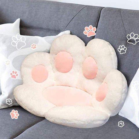 Perna decorativa, model laba de pisica, din plus, pentru scaun/canapea/podea, 80 x 70 cm, alb [1]