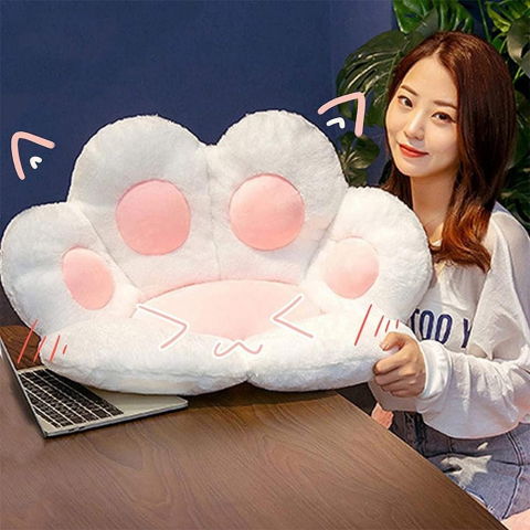 Perna decorativa, model laba de pisica, din plus, pentru scaun/canapea/podea, 80 x 70 cm, alb [2]