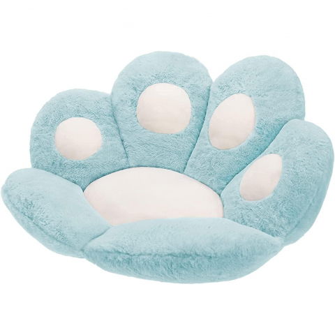 Perna decorativa, model laba de pisica, din plus, pentru scaun/canapea/podea, 80 x 70 cm, albastru deschis [4]