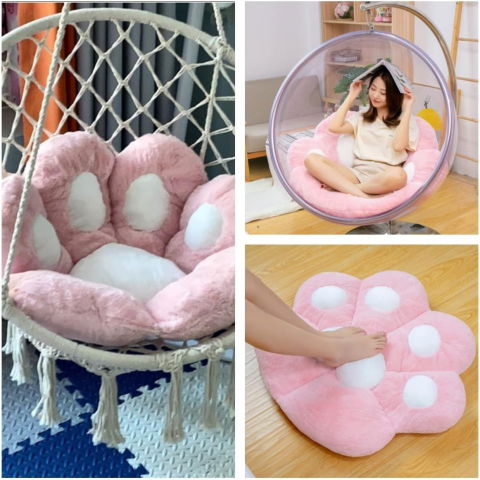 Perna decorativa, model laba de pisica, din plus, pentru scaun/canapea/podea, 80 x 70 cm, roz [2]