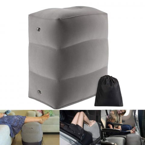 Perna gonflabila multifunctionala, pentru picioare, cap, 3 straturi, inaltime reglabila, 17.8 x 25.4 x 42.9 cm, gri inchis [5]