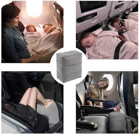 Perna gonflabila multifunctionala, pentru picioare, cap, 3 straturi, inaltime reglabila, 17.8 x 25.4 x 42.9 cm, gri inchis [3]