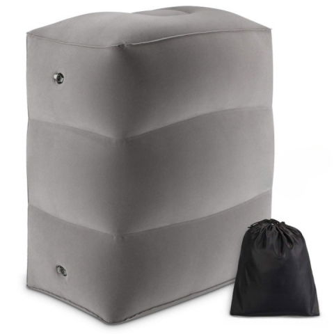 Organizatoare, perne voiaj şi accesorii - Perna gonflabila multifunctionala, pentru picioare, cap, 3 straturi, inaltime reglabila, 17.8 x 25.4 x 42.9 cm, gri inchis