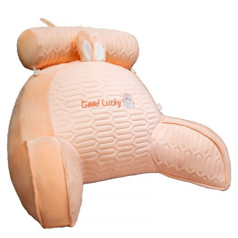 Igienă, baie și accesorii bebeluși şi copii - Perna multifunctionala, spatar pentru pat, protectie lombara, marime medie, 60 x 40 cm, din latex, model iepure, roz