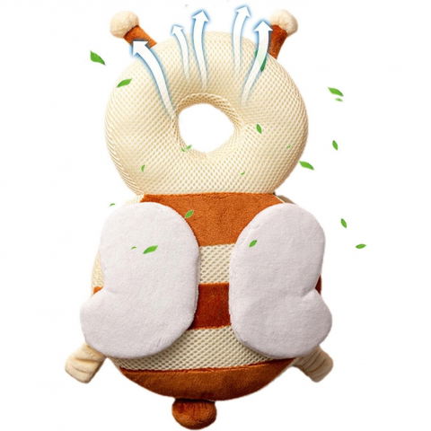 Perna tip rucsac pentru protectia capului, tetiera tip albina, pentru bebelusi, design tip plasa, 33x6x19 cm, 180 g, maro/bej [2]