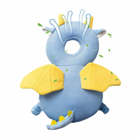 Perna tip rucsac pentru protectia capului, tetiera tip dragon, pentru bebelusi, design tip plasa, 33x6x19 cm, 180 g, albastru [2]