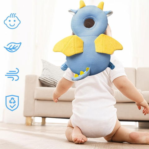 Perna tip rucsac pentru protectia capului, tetiera tip dragon, pentru bebelusi, design tip plasa, 33x6x19 cm, 180 g, albastru [1]