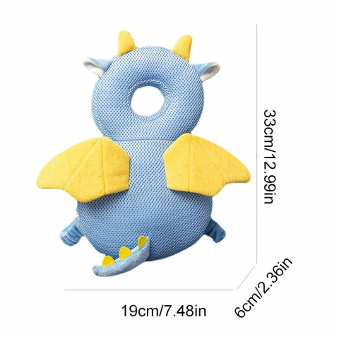 Perna tip rucsac pentru protectia capului, tetiera tip dragon, pentru bebelusi, design tip plasa, 33x6x19 cm, 180 g, albastru [4]