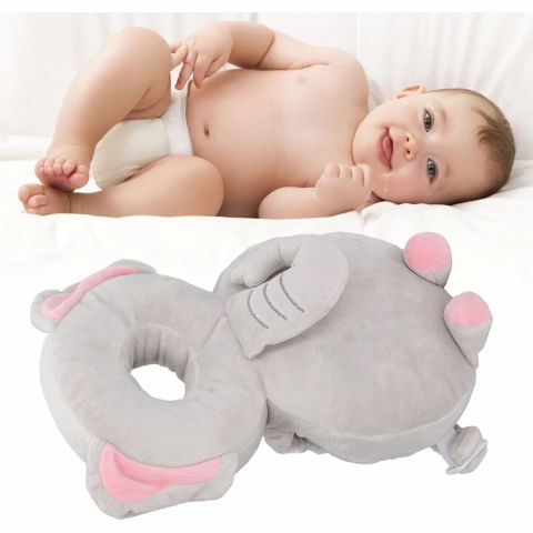 Perna tip rucsac pentru protectia capului, tetiera tip elefant de plus, pentru bebelusi, 33x6x19 cm, 180 g, gri [4]