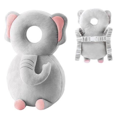 Perna tip rucsac pentru protectia capului, tetiera tip elefant de plus, pentru bebelusi, 33x6x19 cm, 180 g, gri [11]