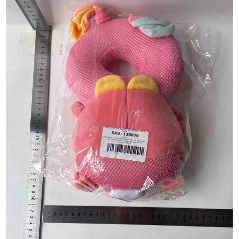 Perna tip rucsac pentru protectia capului, tetiera tip iepure, pentru bebelusi, design tip plasa, 33x6x19 cm, 180 g, roz [2]