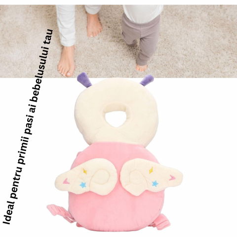 Perna tip rucsac pentru protectia capului, tetiera tip insecta, pentru bebelusi, 33x6x19 cm, 180 g, roz [5]