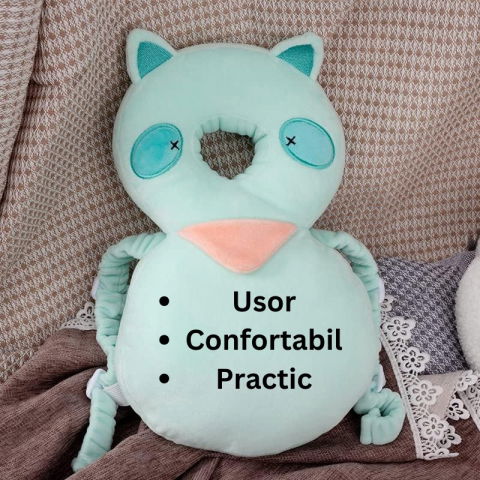 Perna tip rucsac pentru protectia capului, tetiera tip raton, pentru bebelusi, 33x6x19 cm, 180 g, turcoaz [4]