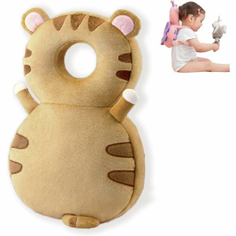 Perna tip rucsac pentru protectia capului, tetiera tip tigru, pentru bebelusi, 33x6x19 cm, 180 g, maro [5]