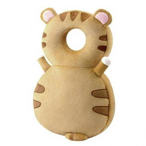 Îngrijire, transport și organizare pentru bebeluși și copii - Perna tip rucsac pentru protectia capului, tetiera tip tigru, pentru bebelusi, 33x6x19 cm, 180 g, maro