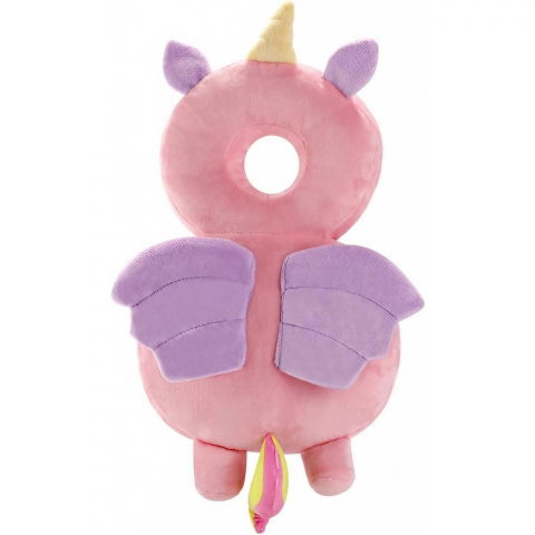 Igienă, baie și accesorii bebeluși şi copii - Perna tip rucsac pentru protectia capului, tetiera tip unicorn, pentru bebelusi, 33x6x19 cm, 180 g, roz
