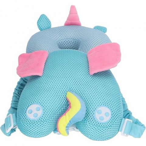 Perna tip rucsac pentru protectia capului, tetiera tip unicorn, pentru bebelusi, design tip plasa, 33x6x19 cm, 180 g, albastru [4]
