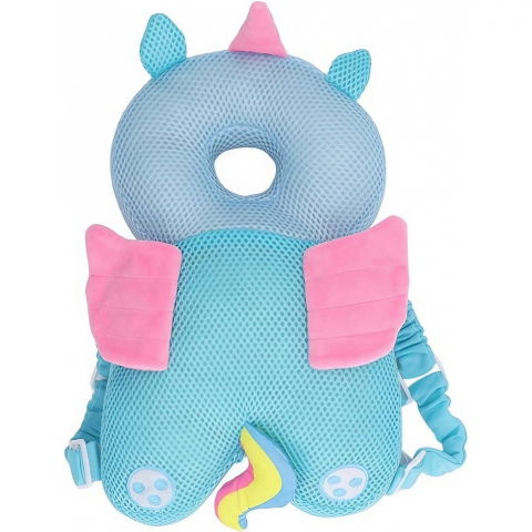Perna tip rucsac pentru protectia capului, tetiera tip unicorn, pentru bebelusi, design tip plasa, 33x6x19 cm, 180 g, albastru [7]