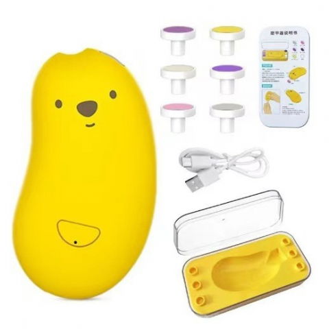 Igienă, baie și accesorii bebeluși şi copii - Pila electrica, pentru bebelusi si adulti, din abs, incarcare usb, 6 accesorii, cu lumina led, 8.8 x 4.9 cm, galben