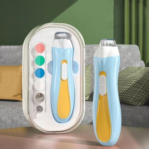 Pila electrica, pentru copii si bebelusi, din abs, 6 accesorii, cu lumina led, 9.5 x 6 x 17 cm, albastru/portocaliu [1]