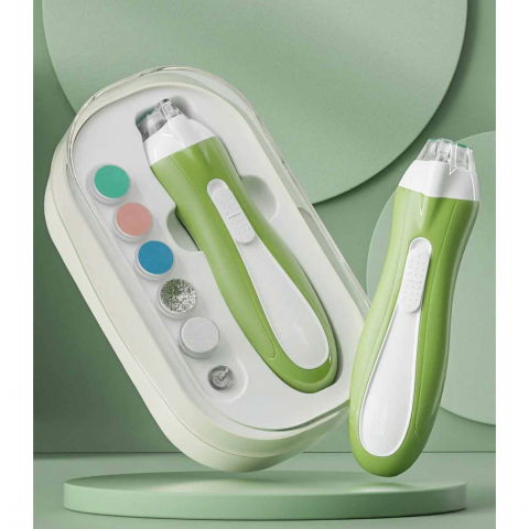 Pila electrica, pentru copii si bebelusi, din abs, 6 accesorii, cu lumina led, 9.5 x 6 x 17 cm, verde [2]