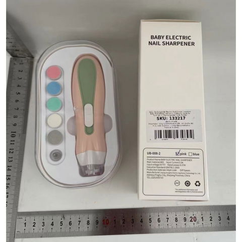 Pila electrica, pentru copii si bebelusi, din abs, 6 accesorii, cu lumina led, 9.5 x 6 x 17 cm, verde/roz [5]