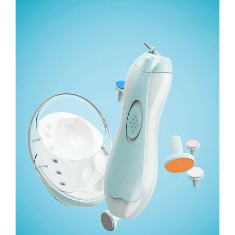 Pila electrica unghii pentru bebelusi, 6 piese, 15 x 4.5 x 3 cm, silentios, 0-3 ani, 4 trepte de viteza, albastru [6]