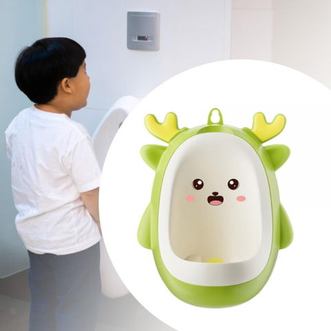 Pisoar pentru baieti, 0-8 ani, in forma de cerb, perie inclusa, montare pe perete, carlig autoadeziv inclus, 29.8 x 23.8 cm, verde [1]