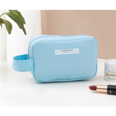 Portfard, cu maner, material impermeabil, pentru cosmetice, 16 x 11 x 7 cm, albastru [3]