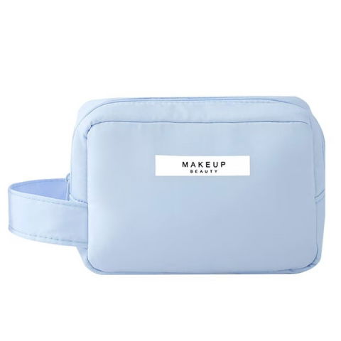 Organizatoare, perne voiaj şi accesorii - Portfard, cu maner, material impermeabil, pentru cosmetice, 16 x 11 x 7 cm, albastru