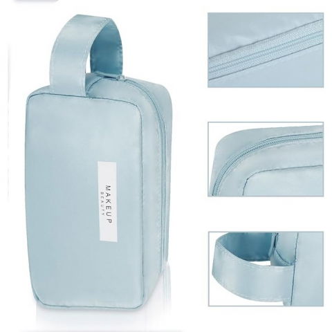 Portfard, cu maner, material impermeabil, pentru cosmetice, 16 x 11 x 7 cm, albastru [2]