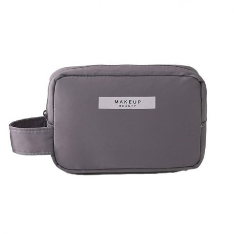 Organizatoare, perne voiaj şi accesorii - Portfard, cu maner, material impermeabil, pentru cosmetice, 16 x 11 x 7 cm, gri