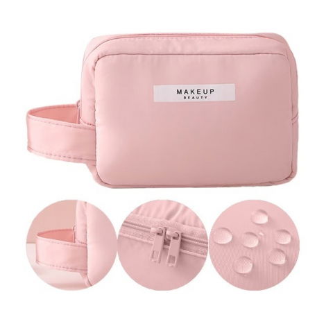 Portfard, cu maner, material impermeabil, pentru cosmetice, 16 x 11 x 7 cm, roz [4]