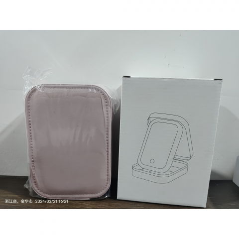 Portfard, geanta cosmetice, cu oglinda led, 3 moduri de lumina, incarcare usb, baterie 1200 mah, pentru organizarea cosmeticelor, 4 compartimente, imitatie piele, roz, 16.5x11.5x6 cm [1]