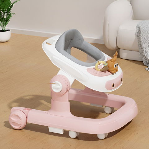 Premergator multifunctional cu roti  model iepuras, inaltime ajustabila, tavita, muzica, lumini, 66x59x41 cm, roz [11]