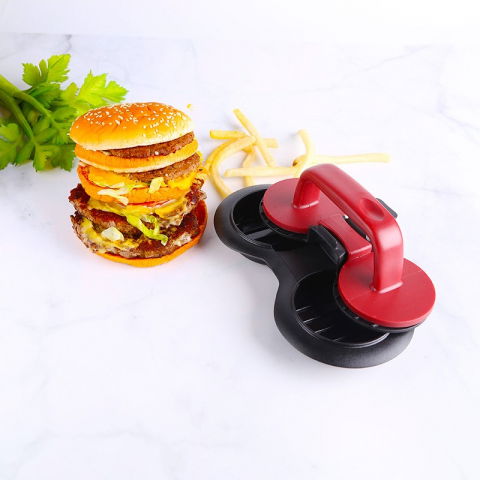 Presa dubla pentru hamburgeri 2 in 1, forma si presa, cu maner, material abs, 20x10 cm, 140 g, negru [1]